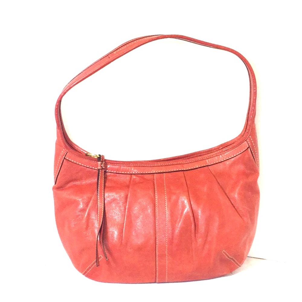Coach Ergo Pleated Coral Slouchy Leather Hobo Bag